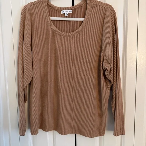 And Now This Women's Tan Ribbed Long Sleeve Tee - Picture 1 of 9